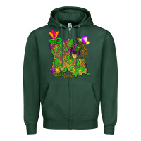 Sports Green Louisiana map Mardi Gras Zipper Hoodie - NancyCooperArtShop