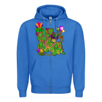 True Royal Louisiana map Mardi Gras Zipper Hoodie - NancyCooperArtShop