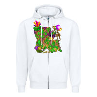 White Louisiana map Mardi Gras Zipper Hoodie - NancyCooperArtShop