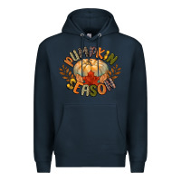Navy pumpkin season Premium Hoodie - CowGirlArtShop