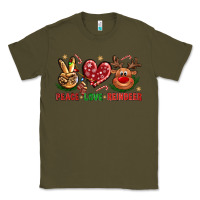 Army Green peace love reindeer christmas Classic Tee - NancyCooperArtShop