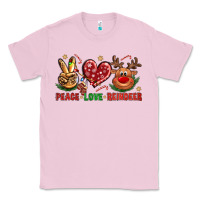 Bubblegum Pink peace love reindeer christmas Classic Tee - NancyCooperArtShop