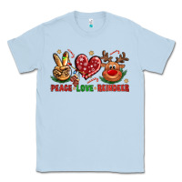 Dusty Blue peace love reindeer christmas Classic Tee - NancyCooperArtShop