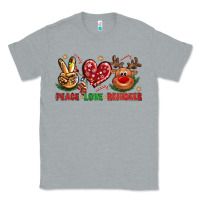 Heather Grey peace love reindeer christmas Classic Tee - NancyCooperArtShop
