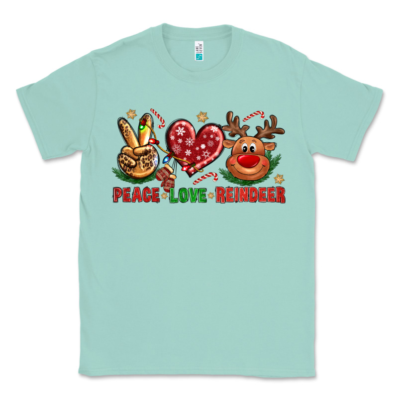 Peace Love Reindeer Christmas Classic Tee by NancyCooperArtShop | Teevron