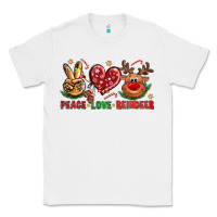 White peace love reindeer christmas Classic Tee - NancyCooperArtShop