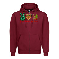 Burgundy Peace Love Mexico Zipper Hoodie - texasbilliewilder