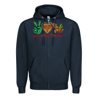 Navy Peace Love Mexico Zipper Hoodie - texasbilliewilder