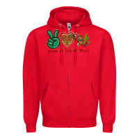 Red Peace Love Mexico Zipper Hoodie - texasbilliewilder
