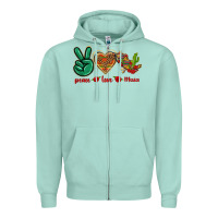 Seafoam Peace Love Mexico Zipper Hoodie - texasbilliewilder