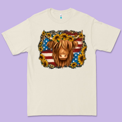 4th Of July Shaggy Cow Premium Tee Designed By Jasminsmagicworld