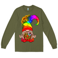 Army Green LGBTQ+ Pride Gnome With Donut Long Sleeve Tee - BundleAndBundleShop