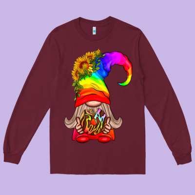 Lgbtq+ Pride Gnome With Donut Long Sleeve Tee Designed By Bundleandbundleshop