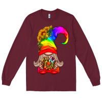 Burgundy LGBTQ+ Pride Gnome With Donut Long Sleeve Tee - BundleAndBundleShop