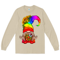 Mushroom LGBTQ+ Pride Gnome With Donut Long Sleeve Tee - BundleAndBundleShop