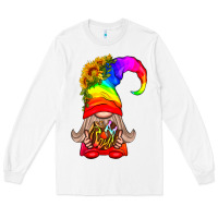 White LGBTQ+ Pride Gnome With Donut Long Sleeve Tee - BundleAndBundleShop