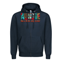 Navy Auntie Like a Mom Only Cooler Zipper Hoodie - texasbilliewilder