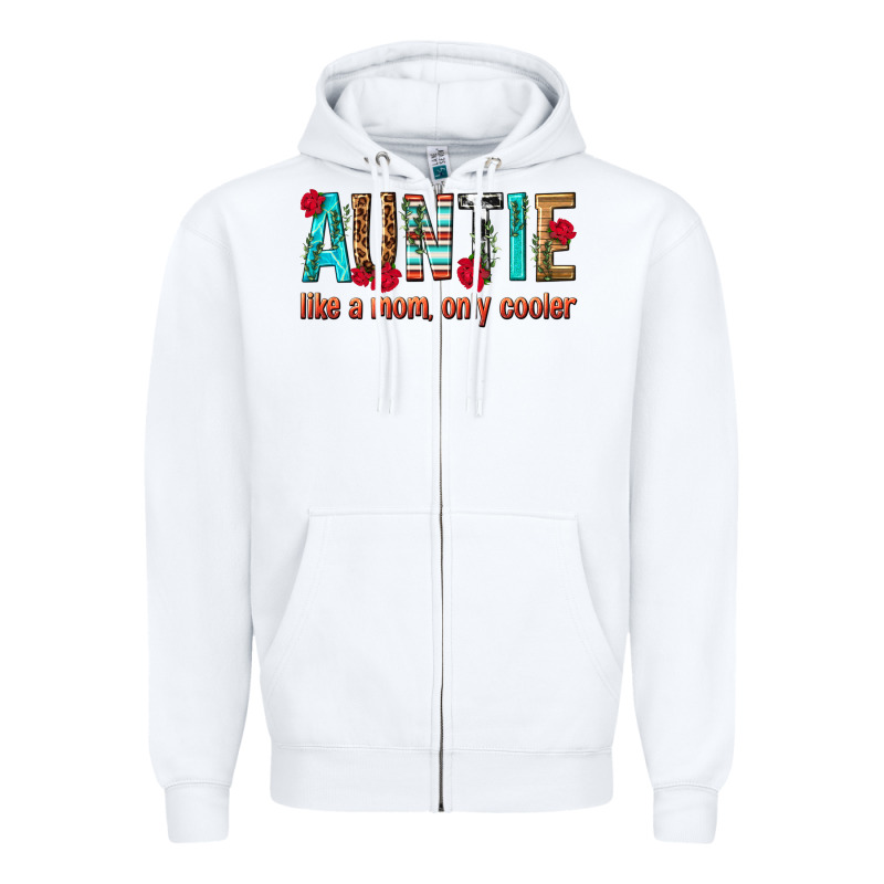 Auntie Like A Mom Only Cooler Zipper Hoodie by texasbilliewilder | Teevron