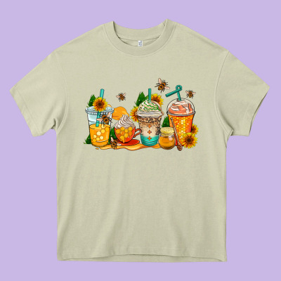 Bumble Bee Coffee Cups Heavy Core Tee Designed By Adodesignshop