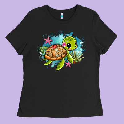 Ocean With Turtle Ladies Tee Designed By Adodesignshop