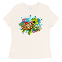Bone ocean with turtle Ladies Tee - AdoDesignShop