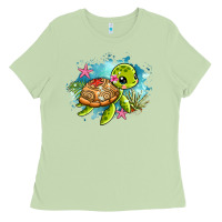 Matcha ocean with turtle Ladies Tee - AdoDesignShop