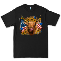 Black 4th of july shaggy cow leopard background Premium Tee - Jasminsmagicworld