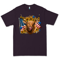 4th Of July Shaggy Cow Leopard Background Premium Tee | Teevron
