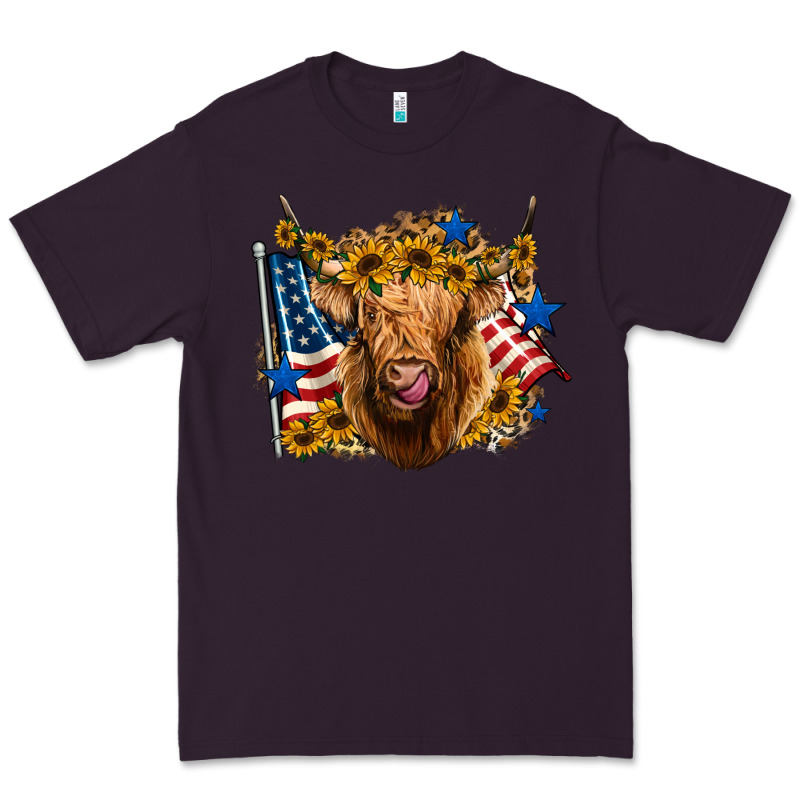 4th Of July Shaggy Cow Leopard Background Premium Tee by Jasminsmagicworld | Teevron