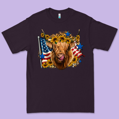 4th Of July Shaggy Cow Leopard Background Premium Tee Designed By Jasminsmagicworld