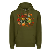 Army Green happy thanksgiving day Premium Hoodie - CowGirlArtShop