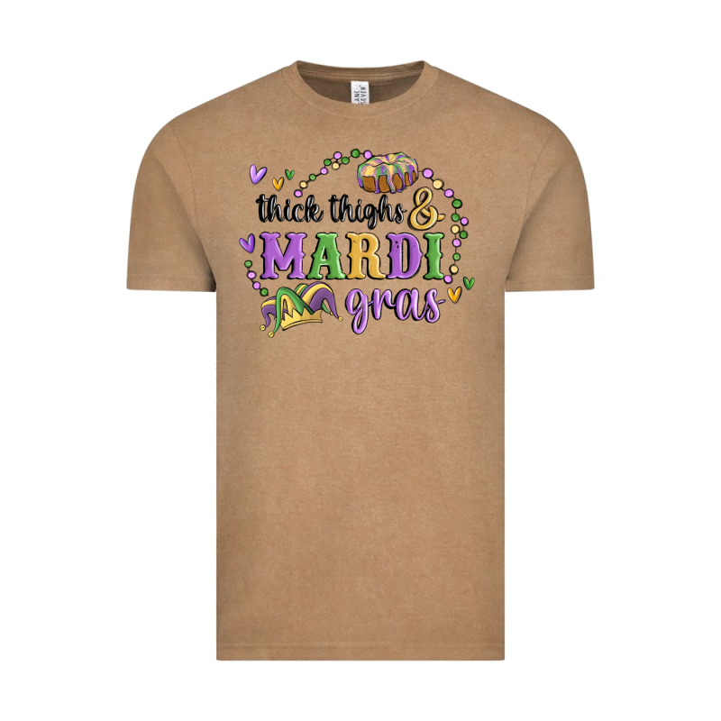 Thick Thighs Mardi Gras Vintage Tee by MaliasSmallBusiness | Teevron