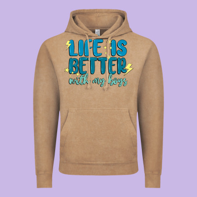 Life Is Better With My Boys Vintage Hoodie Designed By Maliassmallbusiness