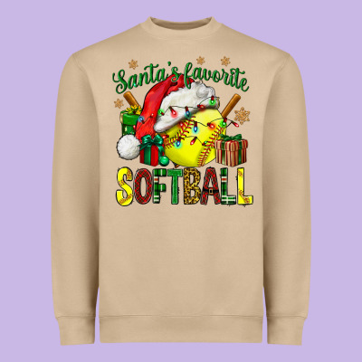 Santa's Favorite Softball Bbs Heavyweight Sweatshirt Designed By Bundleandbundleshop