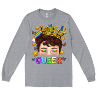 Lgbtq+ Queer Portrait With Crown And Rainbow Long Sleeve Tee | Teevron