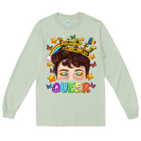 Matcha LGBTQ+ Queer Portrait With Crown And Rainbow Long Sleeve Tee - BundleAndBundleShop