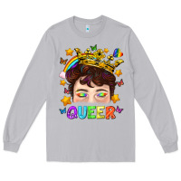 Moon Dust LGBTQ+ Queer Portrait With Crown And Rainbow Long Sleeve Tee - BundleAndBundleShop