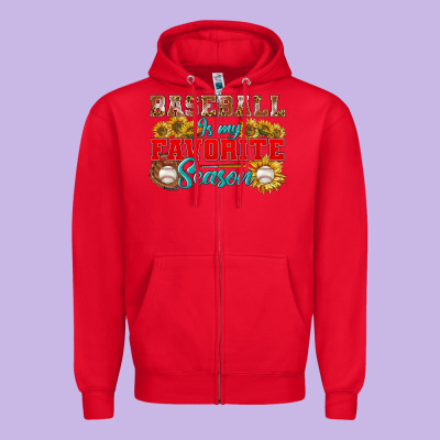 Baseball Is My Favorite Season Zipper Hoodie Designed By Nancycooperartshop