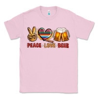 Bubblegum Pink peace love beer Classic Tee - NancyCooperArtShop
