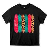 Colored Leopard And Wood Patterned Western Brush Strokes Heavy Core Tee | Teevron