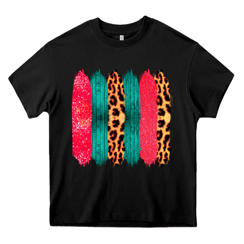 Colored Leopard And Wood Patterned Western Brush Strokes Heavy Core Tee by Bettercallsaul | Teevron