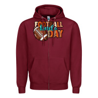 Burgundy Football kinda day Zipper Hoodie - NancyCooperArtShop