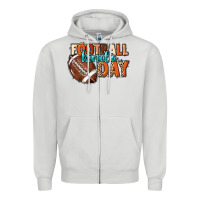 Dove Grey Football kinda day Zipper Hoodie - NancyCooperArtShop