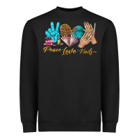 Black peace love nails bbs Heavyweight Sweatshirt - BundleAndBundleShop
