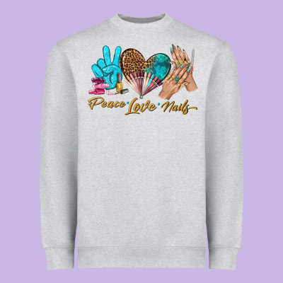 Peace Love Nails Bbs Heavyweight Sweatshirt Designed By Bundleandbundleshop