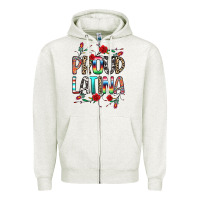 Oatmeal Heather Proud Latina Zipper Hoodie - texasbilliewilder