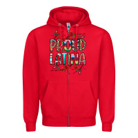 Red Proud Latina Zipper Hoodie - texasbilliewilder