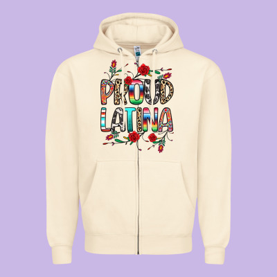 Proud Latina Zipper Hoodie Designed By Texasbilliewilder