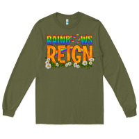 Army Green LGBTQ+ Rainbows Reign Long Sleeve Tee - BundleAndBundleShop