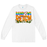 White LGBTQ+ Rainbows Reign Long Sleeve Tee - BundleAndBundleShop